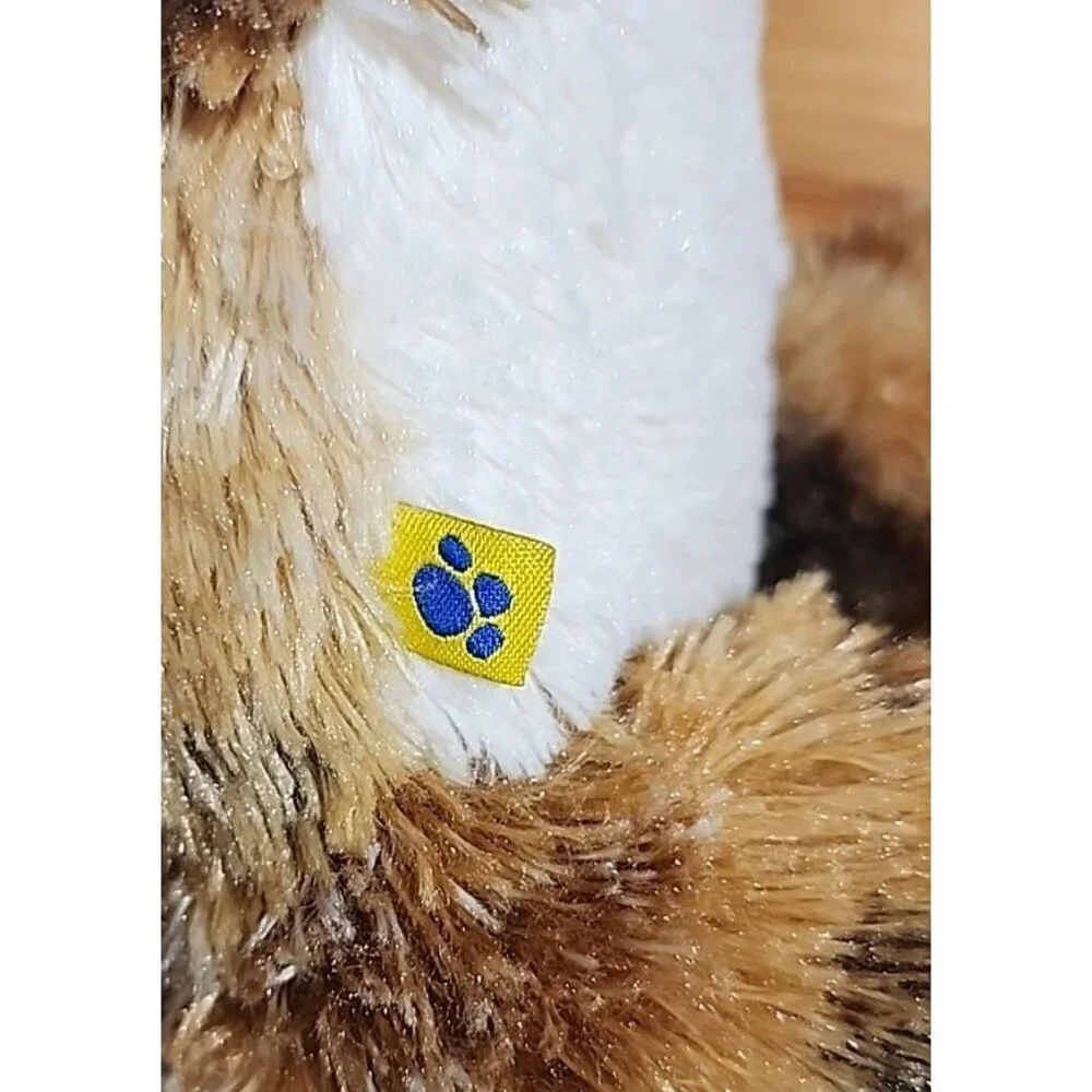 Build A Bear BABW Champ Brown Calico Plush Heart Patch Stitched Stuffed 16”